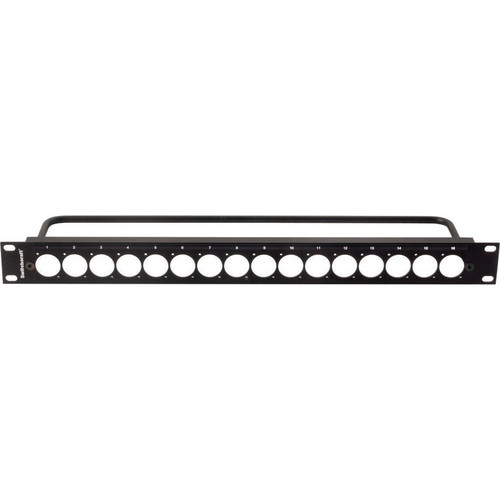 Switchcraft QG Series 1 RU Panel with 16 E-Series Knockouts and 4-40 Tapped Holes (with Cable Tie Bar)