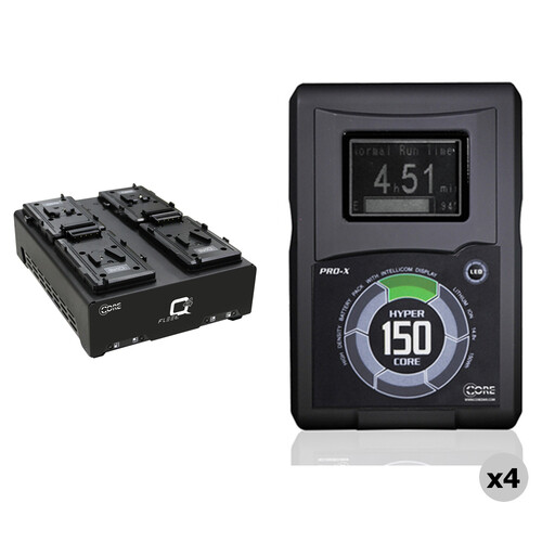 Core SWX Four-Battery HyperCore 150Wh V-Mount Kit with Fleet Q Quad Charger