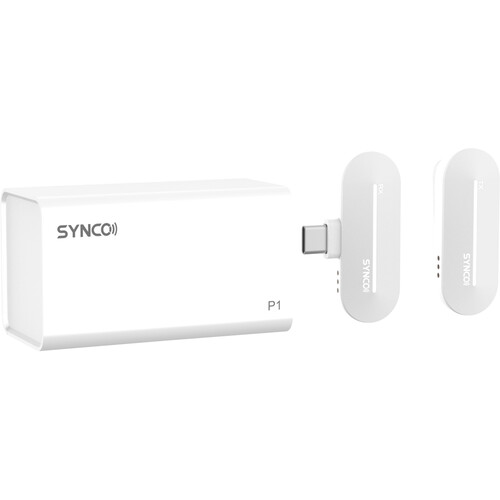 Synco P1T Miniature 1-Person Digital Wireless Microphone System with USB Connector for Android Phones (Pearl White, 2.4 GHz)