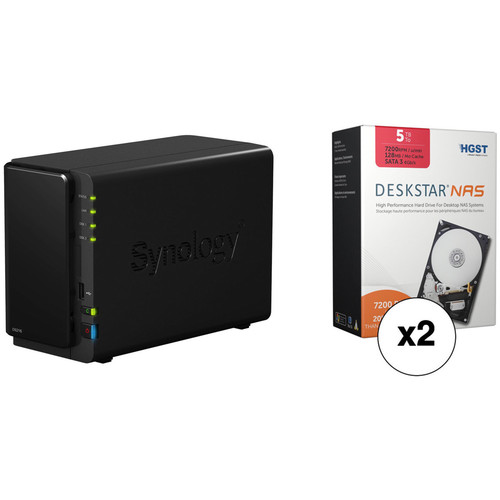 Synology 10TB (2 x 5TB) DiskStation DS216 2-Bay NAS Server Kit with HGST Drives
