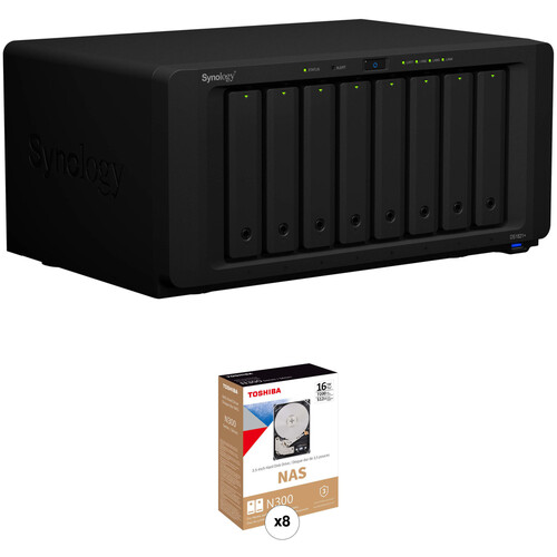 Synology 128TB DiskStation DS1821+ 8-Bay NAS Enclosure Kit with Toshiba N300 NAS Drives (8 x 16TB)