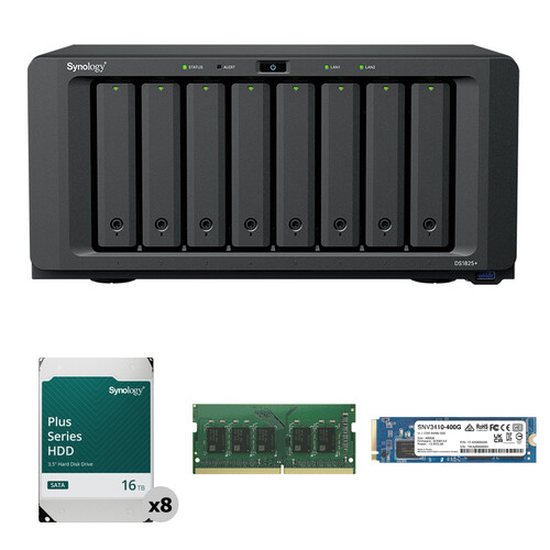 Synology 128TB DiskStation DS1825+ 8-Bay NAS Enclosure Kit with Internal SSD and RAM Expansion (8 x 16TB)
