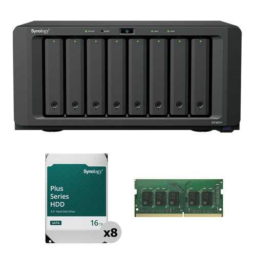 Synology 128TB DiskStation DS1825+ 8-Bay NAS Enclosure Kit with RAM Expansion (8 x 16TB)