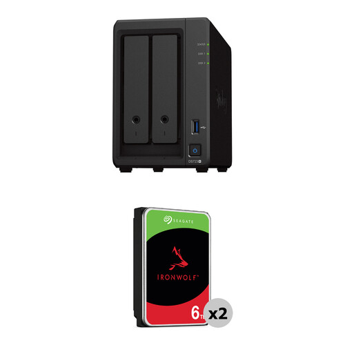 Synology 12TB DiskStation DS723+ 2-Bay NAS Enclosure Kit with Seagate NAS Drives (2 x 6TB)