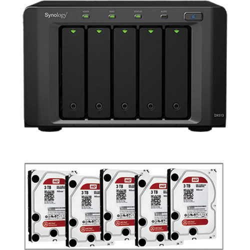Synology 15TB (5 x 3TB) DiskStation DX513 5-Bay Expansion Unit with Drives