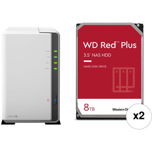 Synology 16TB DiskStation DS220j 2-Bay NAS Enclosure Kit with WD