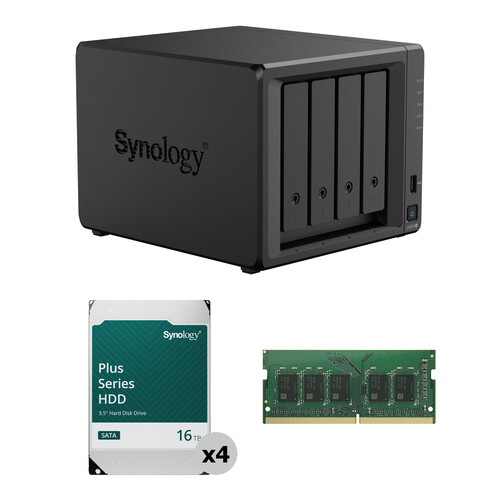 Synology 64TB DS925+ 4-Bay NAS Enclosure Kit with RAM Expansion (4 x 16TB 7200 rpm)