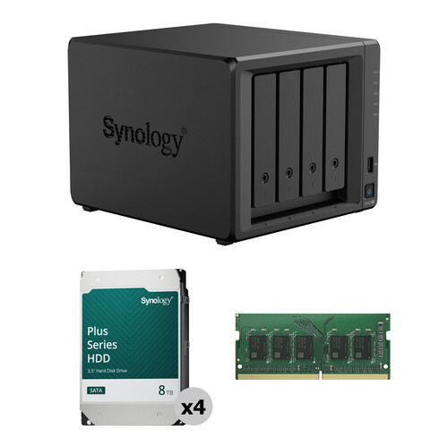Synology 32TB DS925+ 4-Bay NAS Enclosure Kit with RAM Expansion (4 x 8TB 7200 rpm)