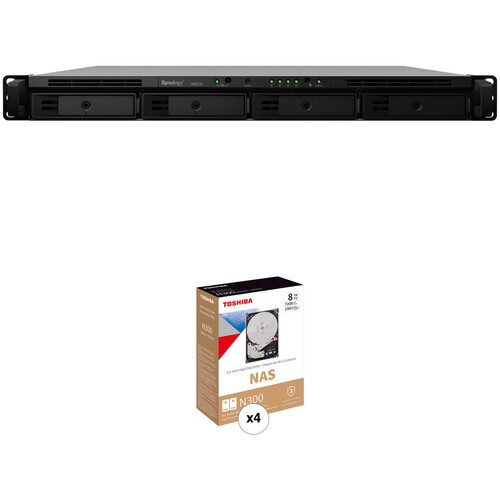 Synology 32TB RackStation RS822RP+ 4-Bay NAS Enclosure Kit with Toshiba N300 NAS Drives (4 x 8TB)