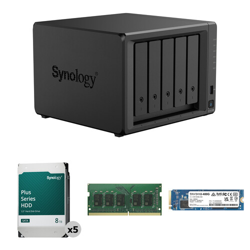 Synology 40TB DiskStation DS1525+ 5-Bay NAS Enclosure Kit with Internal SSD and RAM Expansion (5 x 8TB)