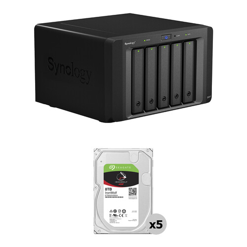 Synology 40TB DX517 5-Bay Expansion Enclosure Kit with Seagate NAS Drives (5 x 8TB)