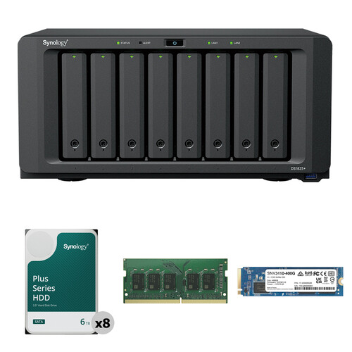 Synology 48TB DiskStation DS1825+ 8-Bay NAS Enclosure Kit with Internal SSD and RAM Expansion (8 x 6TB)