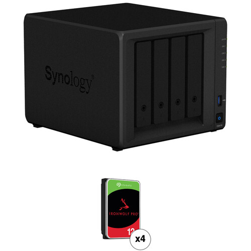 Synology 48TB DiskStation DS418 NAS Enclosure Kit with Seagate IronWolf Pro NAS Drives (4 x 12TB)