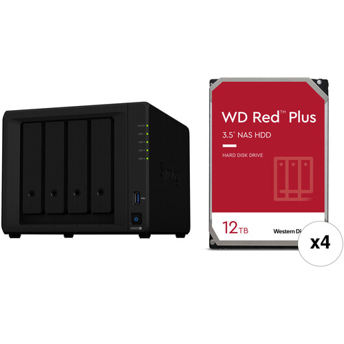 Synology 48TB DiskStation DS920+ 4-Bay NAS Enclosure Kit with WD NAS Drives (4 x 12TB)