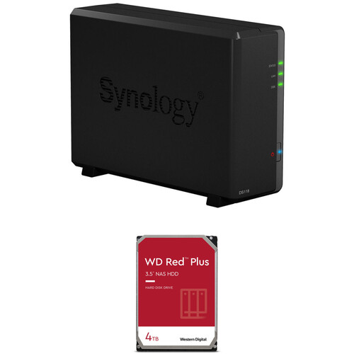 Synology 4TB DiskStation DS118 1-Bay NAS Enclosure Kit with WD NAS Drive (1 x 4TB)