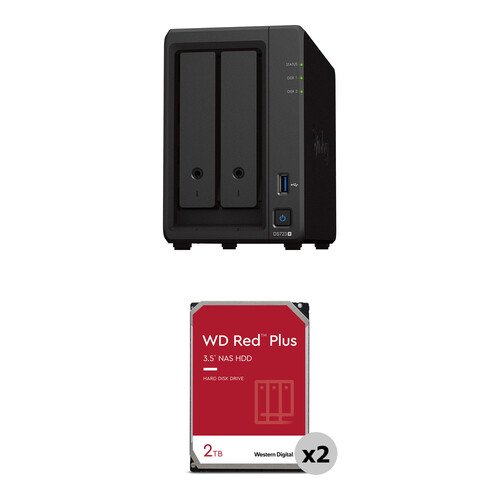 Synology 4TB DiskStation DS723+ 2-Bay NAS Enclosure Kit with WD NAS Drives (2 x 2TB)