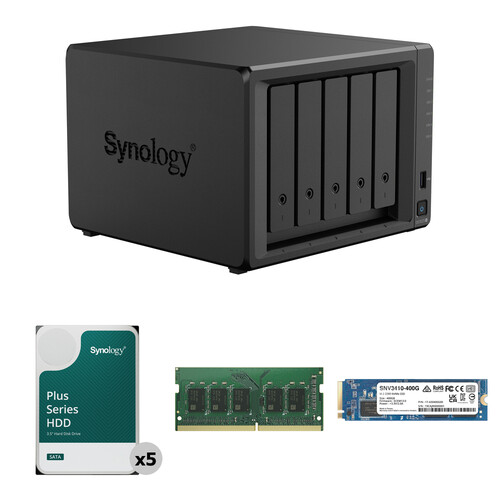 Synology 60TB DiskStation DS1525+ 5-Bay NAS Enclosure Kit with Internal SSD and RAM Expansion (5 x 12TB)