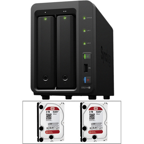 Synology 6TB (2 x 3TB) DS214+ 2-Bay DiskStation NAS Server Kit with Drives