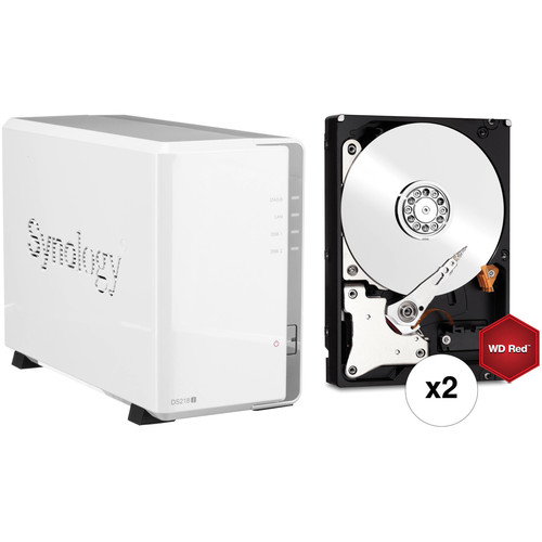 Synology DiskStation 12TB DS218j 2-Bay NAS Enclosure Kit with WD NAS Drives (2 x 6TB)