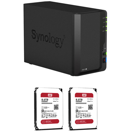 Synology DiskStation 16TB DS218+ 2-Bay NAS Enclosure Kit with WD NAS Drives (2 x 8TB)