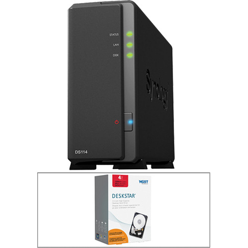 Synology 4TB (1 x 4TB) DS114 Compact Single Bay NAS Server Kit with Drive