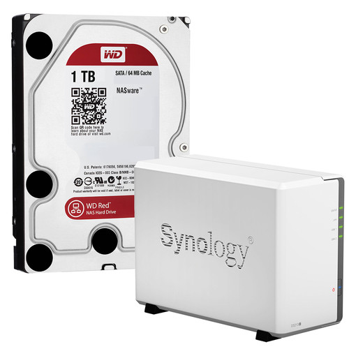 Synology DiskStation DS213J 2TB (2 x 1TB) 2-Bay NAS Server Kit with WD Red Drives