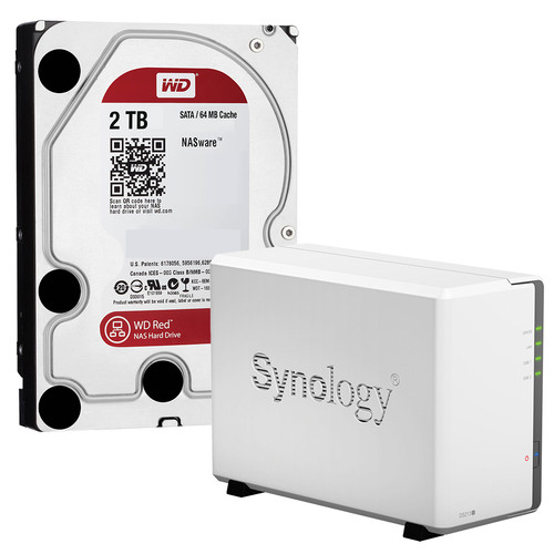 Synology DiskStation DS213J 4TB (2 x 2TB) 2-Bay NAS Server Kit with WD Red Drives