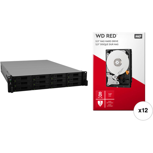 Synology RackStation RS2418RP+ 96TB 12-Bay NAS Enclosure Kit with WD NAS Drives (12 x 8TB)