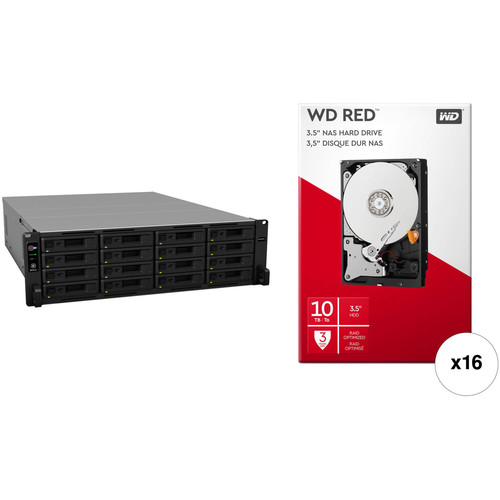 Synology RackStation RS2818RP+ 160TB 16-Bay NAS Enclosure Kit with WD NAS Drives (16 x 10TB)