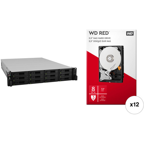 Synology RackStation RS3617RPxs 96TB 12-Bay NAS Enclosure Kit with WD NAS Drives (12 x 8TB)