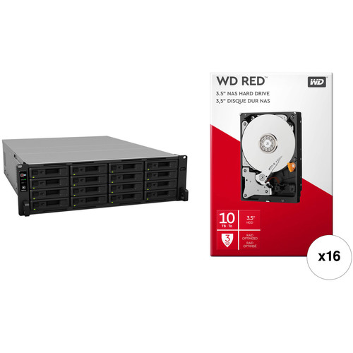 Synology RackStation RS4017xs+ 160TB 16-Bay NAS Enclosure Kit with WD NAS Drives (16 x 10TB)