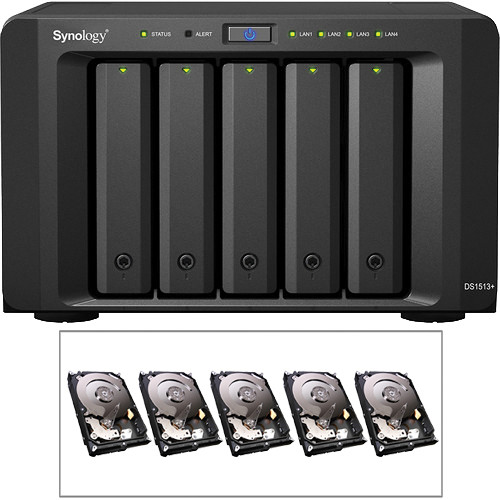 Synology 20TB (5 x 4TB) DS1513+ 5-Bay NAS Server Kit with Drives