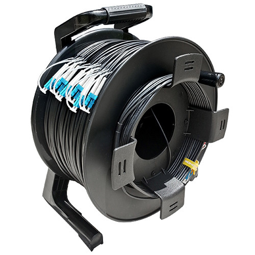 Tactical Fiber Systems DuraTAC Armored SM Tactical Fiber Cable & Reel with 12 LC Connectors (1000')