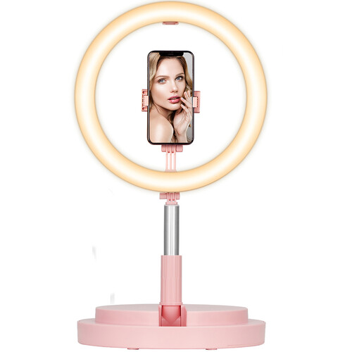 TARION Foldable Ring Light with Stand (11.8", Pink)