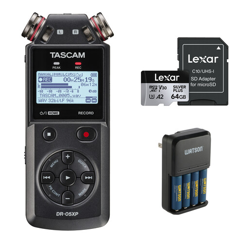 TASCAM DR-05XP 2-Channel 32-Bit Float Portable Audio Recorder with Essentials Kit