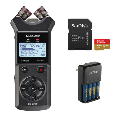 TASCAM DR-07XP 2-Channel 32-Bit Float Portable Audio Recorder with Essentials Kit