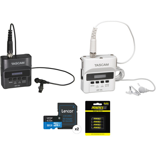 TASCAM DR-10L Bride and Groom Kit with Two Portable Audio Recorders & Lavalier Mics