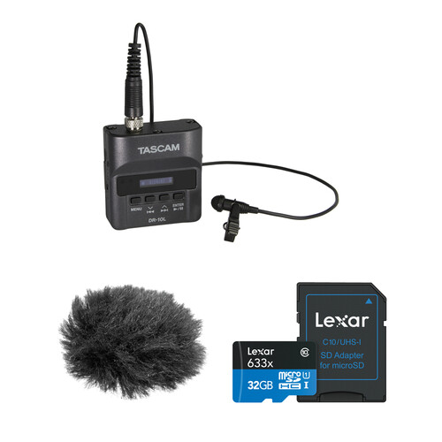 TASCAM DR-10L Micro Portable Audio Recorder with Lavalier Microphone Kit (Black)