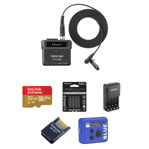 TASCAM DR-10L Pro Field Recorder and Lavalier Microphone with