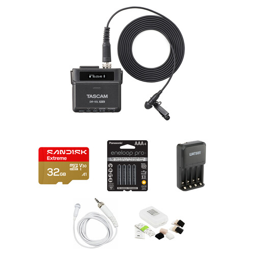 TASCAM DR-10L Pro Field Recorder and Lavalier Microphone with Wedding Kit