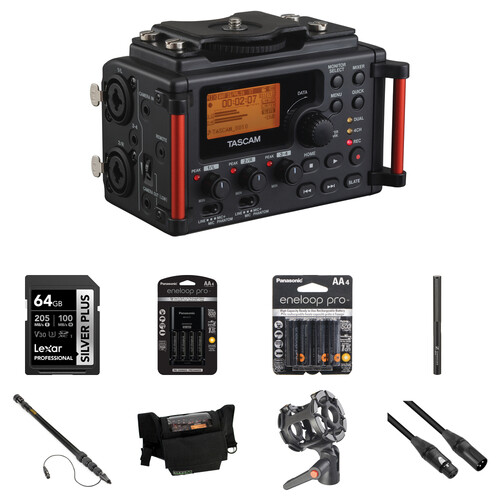 TASCAM DR-60DmkII 4-Input / 4-Track Multitrack Field Recorder with Booming Kit