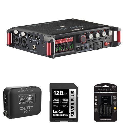 TASCAM FR-AV4 32-Bit-Float Field Recorder with Timecode Kit