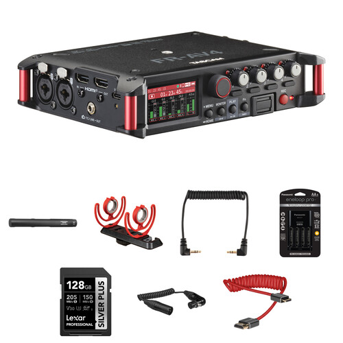 TASCAM FR-AV4 32-Bit-Float Field Recorder On-Camera Kit