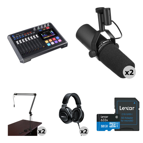 TASCAM Mixcast 2-Person Podcast Studio Kit with Shure SM7B Microphones
