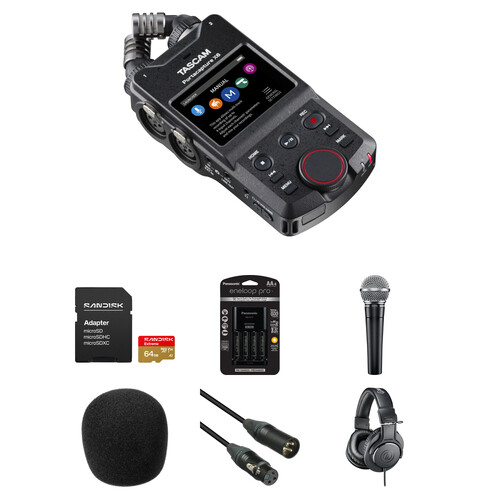 TASCAM Portacapture X6 32-Bit Float 6-Channel Multitrack Field Recorder with 1-Person Podcasting Kit