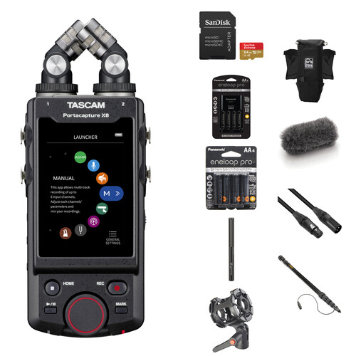 TASCAM Portacapture X8 32-Bit Float 8-Channel Multitrack Field Recorder with Booming Kit
