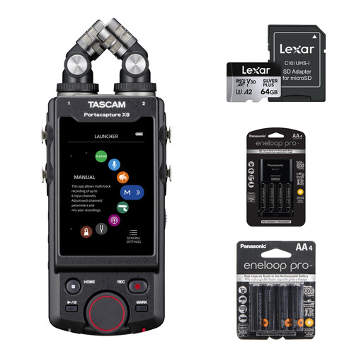 TASCAM Portacapture X8 32-Bit Float 8-Channel Multitrack Field Recorder with Essentials Kit