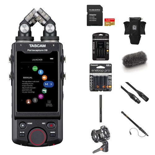 TASCAM Portacapture X8 32-Bit Float 8-Channel Multitrack Field Recorder with Booming Kit