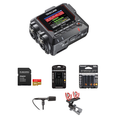 TASCAM FR-AV2 Compact 32-Bit-Float Field Recorder Stereo Recording Kit