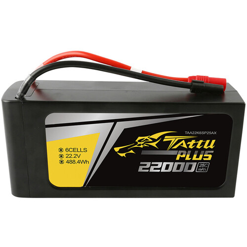 Tattu Plus 6S 22000mAh 25C 22.2V LiPo Smart Battery Pack with AS150+XT150 Plug (New Version)